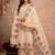 beige kota doria 3pcs unstiched dress material with beautiful floral embroidery work .