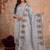 Grey kota doria 3pcs unstiched dress material with beautiful floral embroidery work .