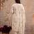 Off-white mul silk BLEND  3pcs Unstitched dress material with yellow floral embroidery work .