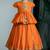 Orange embroidered dola silk kurti ghagra set