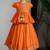 Orange embroidered dola silk kurti ghagra set