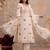 Off-white mul cotton silk BLEND  3pcs Unstitched dress material with red floral embroidery work .