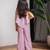 Purple embroidered pure chanderi co ord set
