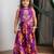 Purple printed pure muslin silk ghagra set
