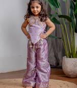 Purple embroidered banarasi co ord set