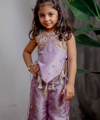 Purple embroidered banarasi co ord set 2