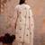 Off-white mul silk BLEND  3pcs Unstitched dress material with blue floral embroidery work .