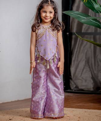Purple embroidered banarasi co ord set 3