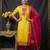 Lemon woven jacquard straight kurti dupatta with pant