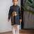 Black printed giza cotton kurta set