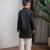 Black printed giza cotton kurta set