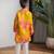 Mustard yellow printed pure muslin silk kurta set