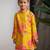 Mustard yellow printed pure muslin silk kurta set