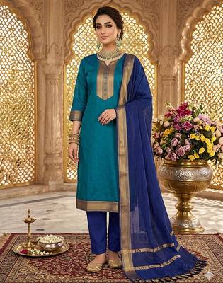 Firozi woven jacquard straight kurti dupatta with pant 1