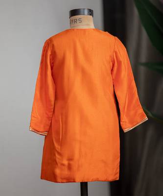 Orange embroidered dola silk angrakha kurta set 4