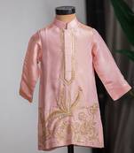 Peach embroidered cosmic silk kurta set