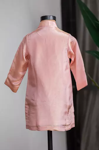 Peach embroidered cosmic silk kurta set