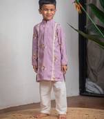 Purple embroidered chanderi kurta set