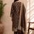 brown silk blend 3pcs unstiched dress material with floral boota zari work .