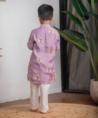 Purple embroidered chanderi kurta set 3