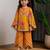Mustard yellow printed dola silk kurti co ord set