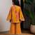 Mustard yellow printed dola silk kurti co ord set