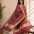 maroon silk blend 3pcs Unstitched dress material with floral boota zari work .