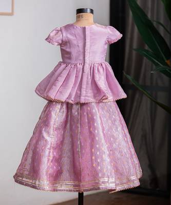 Purple embroidered banarasi kurti ghagra set 2
