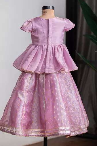 Purple embroidered banarasi kurti ghagra set