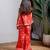Red printed zarna silk kurti co ord set