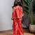 Red printed zarna silk kurti co ord set