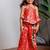 Red printed zarna silk kurti co ord set