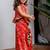 Red printed zarna silk kurti co ord set