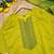 Lemon yellow woven jacquard straight kurti dupatta with pant