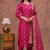 rani pink silk blend 3pcs unstiched dress material with floral booti zari work .