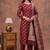 maroon silk blend 3pcs unstiched dress material with floral booti zari work .