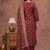 maroon silk blend 3pcs unstiched dress material with floral booti zari work .