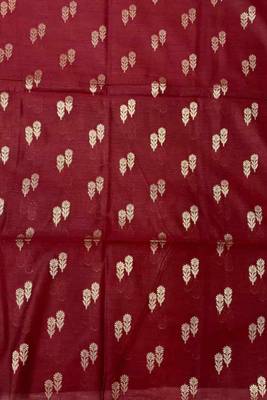 maroon silk blend 3pcs unstiched dress material with floral booti zari work . 3