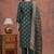 bottle green silk blend 3pcs unstiched dress material with floral booti zari work .