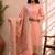 light pink silk blend 3pcs unstiched dress material with  kashi ganga ghat zari work .