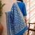 blue silk blend 3pcs unstiched dress material with  kashi ganga ghat zari work .