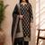 black silk blend 3pcs unstiched dress material with floral boota zari work .