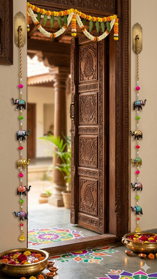 handmade multicolor elephant hanging for home decor pack of 2 3