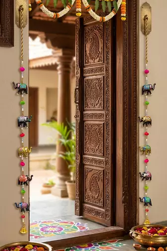 handmade multicolor elephant hanging for home decor pack of 2