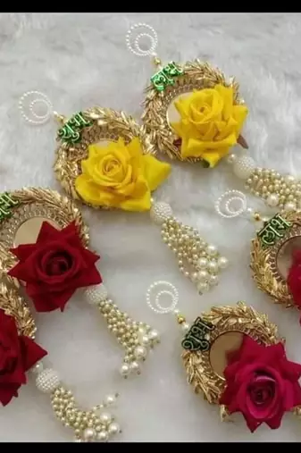 decorative velvet rose shubh labh hanging for main door pack of 2