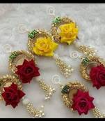 decorative velvet rose shubh labh hanging for main door pack of 2