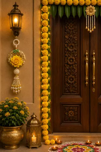 decorative velvet rose shubh labh hanging for main door pack of 2