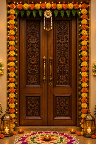 decorative velvet rose shubh labh hanging for main door pack of 2