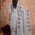 Grey kota doria 3pcs unstiched dress material with beautiful floral embroidery work .
