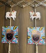 shubh labh cow shrinath ji mdf hanging for home decor pack of 2